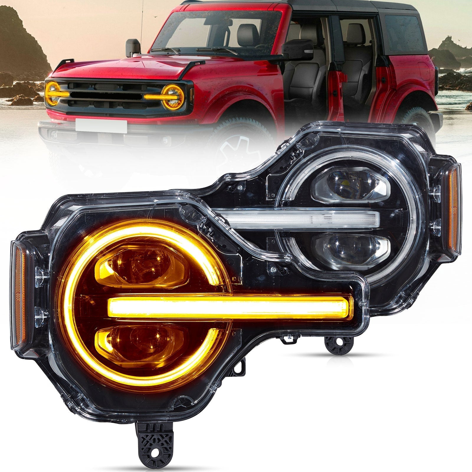 VLAND UK 2021-2024 Ford Bronco RGB LED Projector Headlight-Only Left Hand