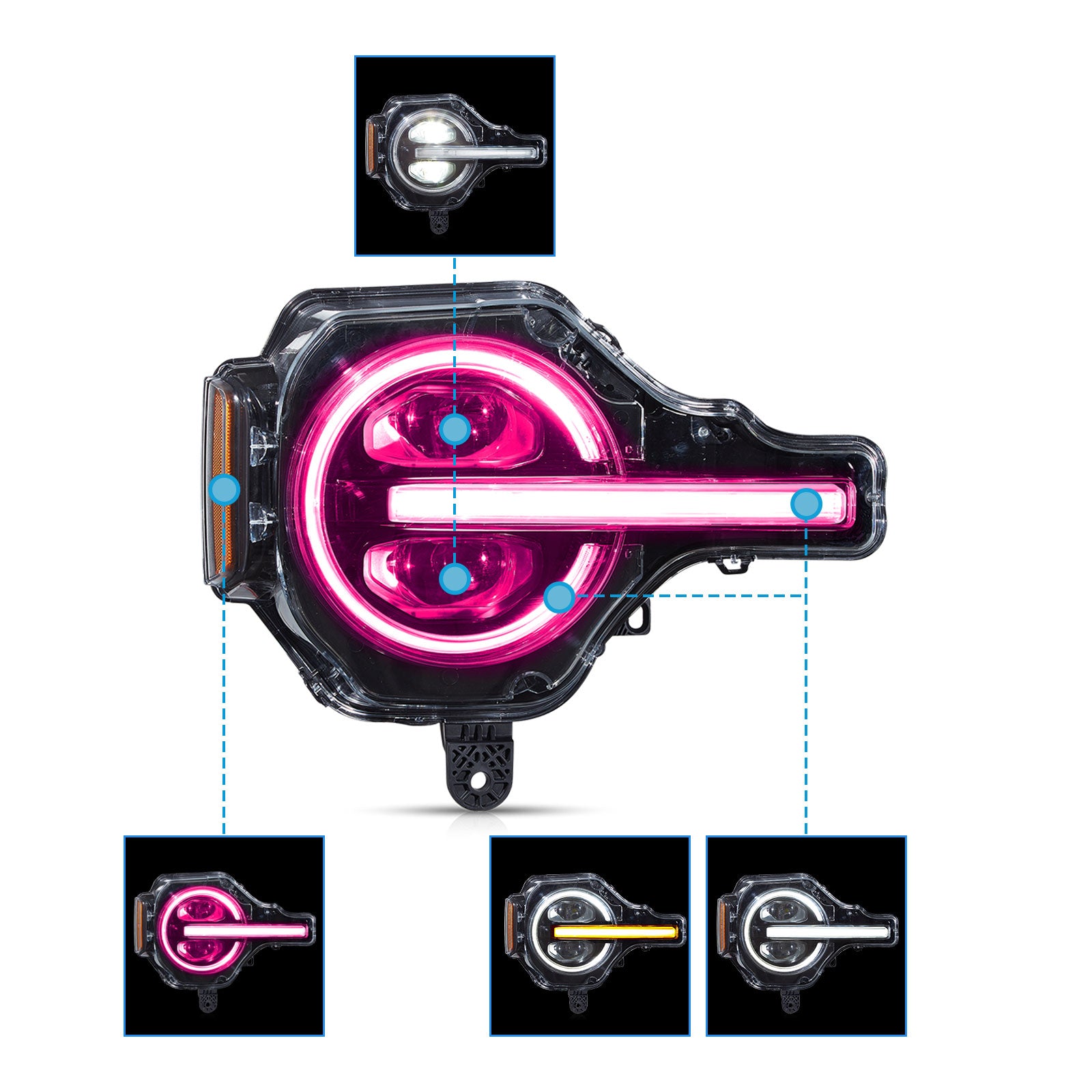 VLAND UK 2021-2024 Ford Bronco RGB LED Projector Headlight-Only Left Hand