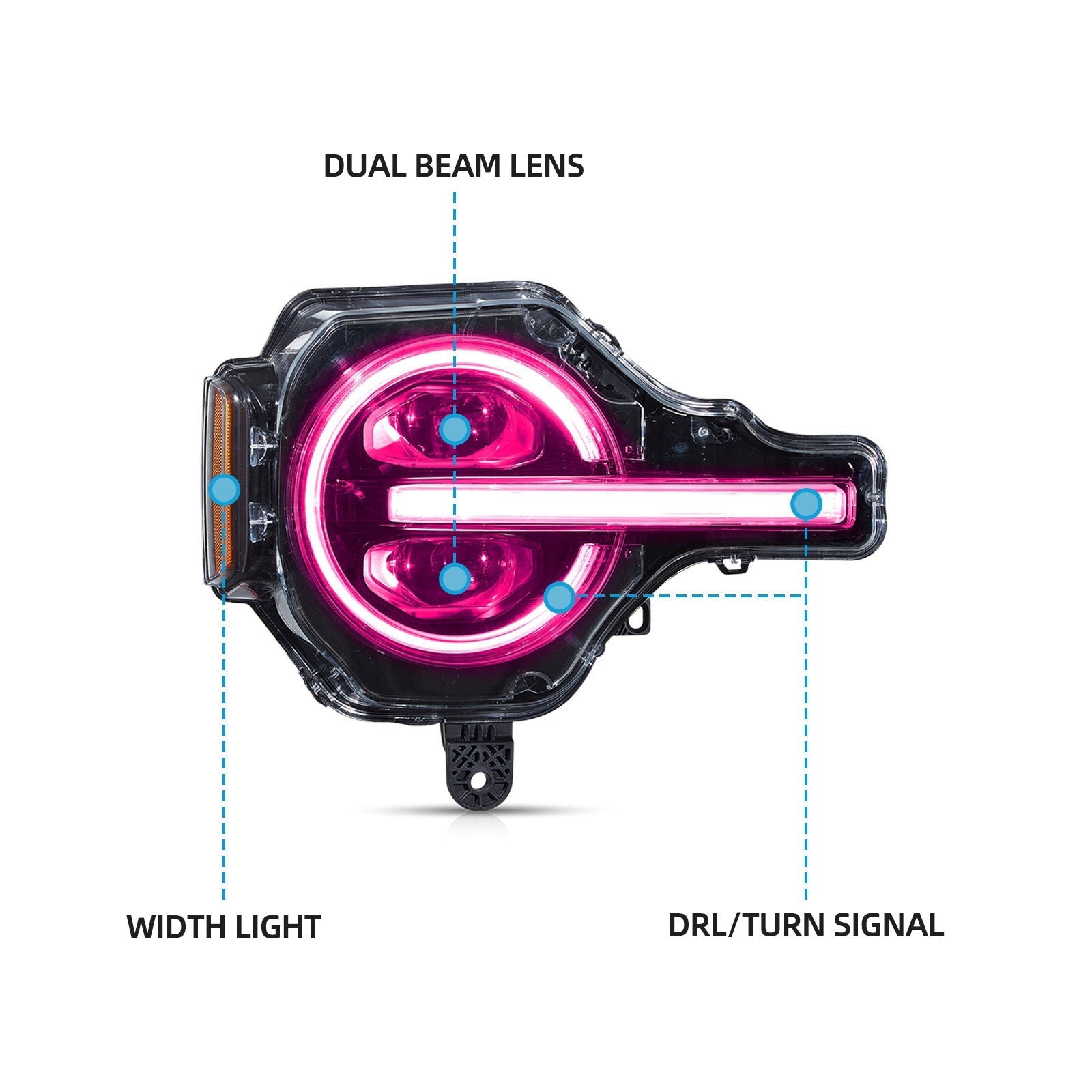 VLAND UK 2021-2024 Ford Bronco RGB LED Projector Headlight-Only Left Hand