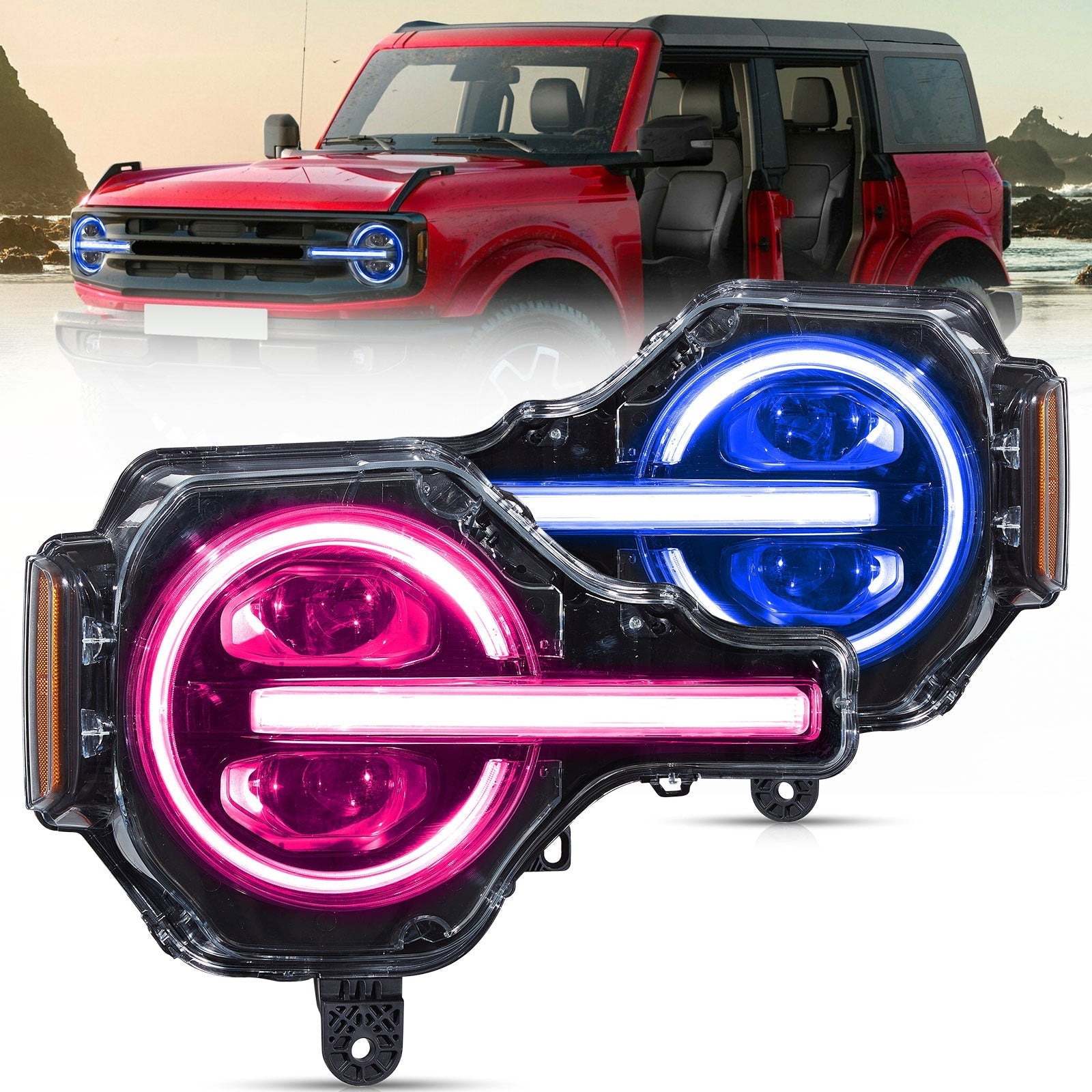 VLAND UK 2021-2024 Ford Bronco RGB LED Projector Headlight-Only Left Hand
