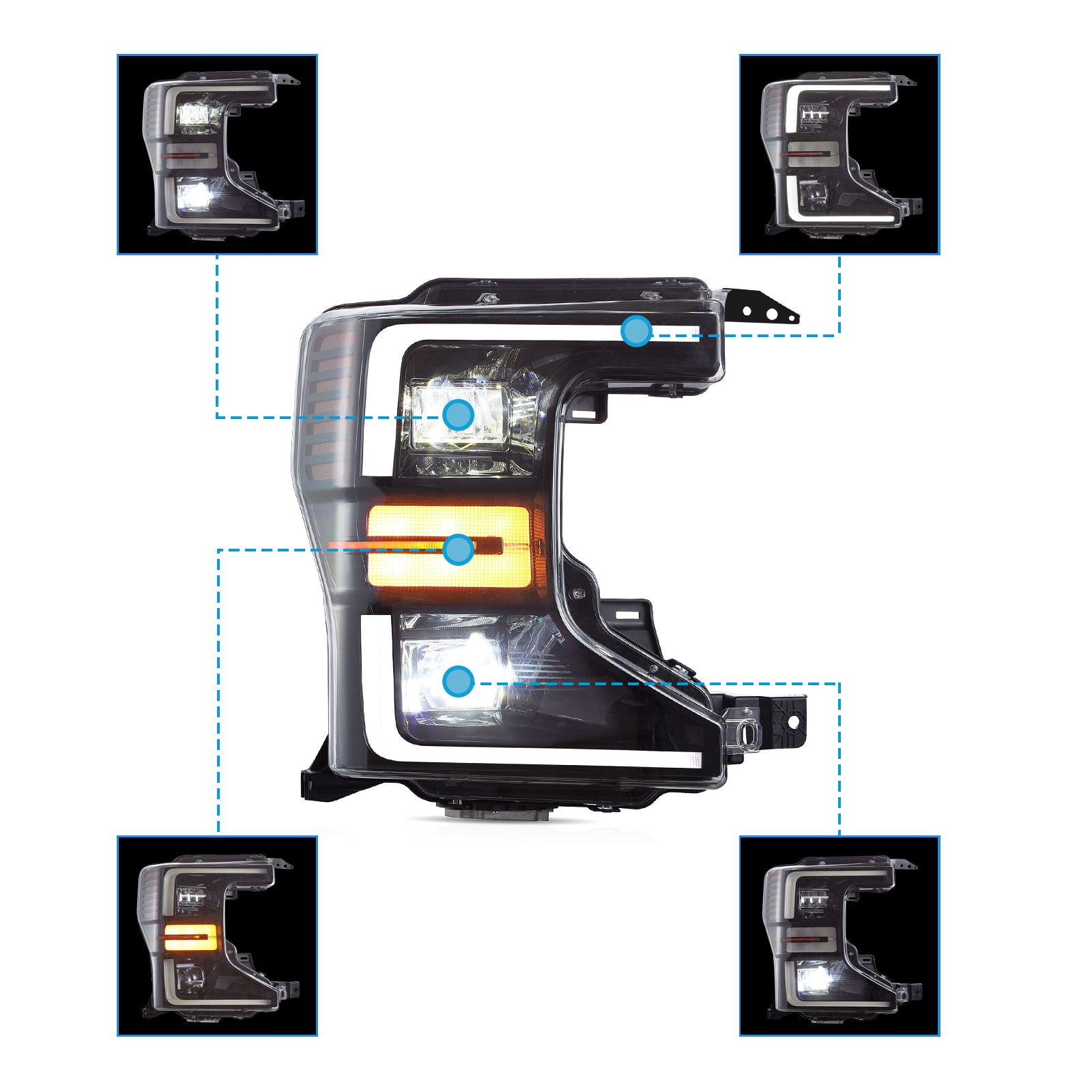VLAND UK 2020-2022 Ford F250 F350 F450 F550 Super Duty LED Headlights