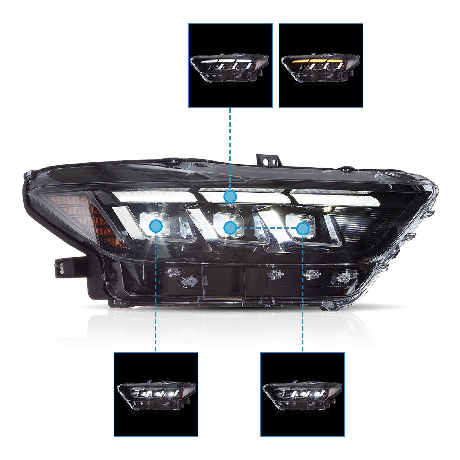 VLAND UK 2015 2016 2017 Ford Mustang (S550) Headlights