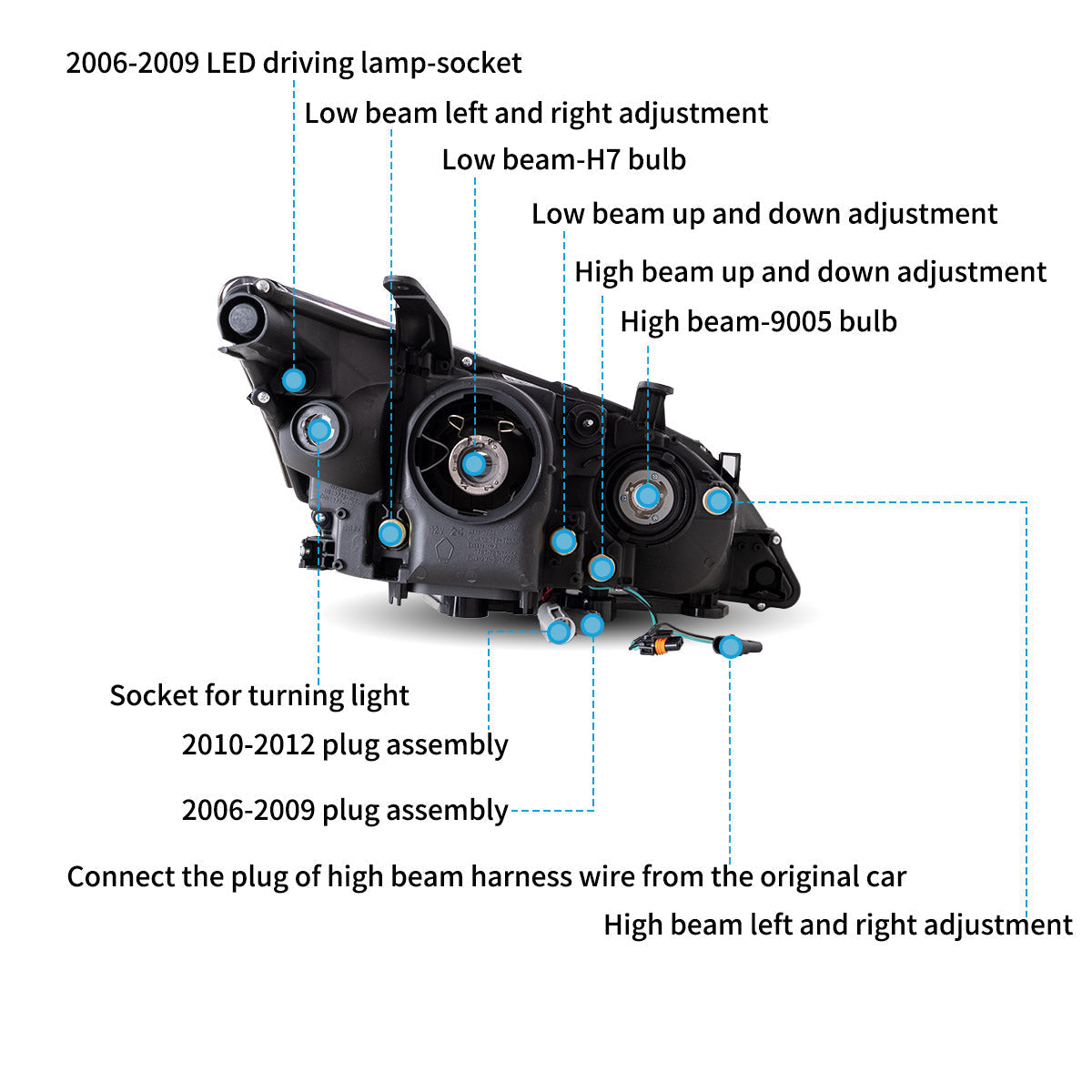 VLAND UK LED Headlights For 2010-2012 Lexus ES350