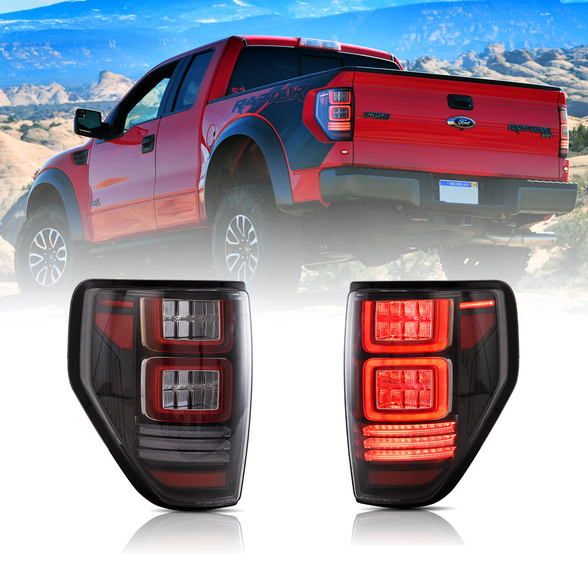VLAND UK LED Tail Lights Ford F150 2009-2014 12th Gen