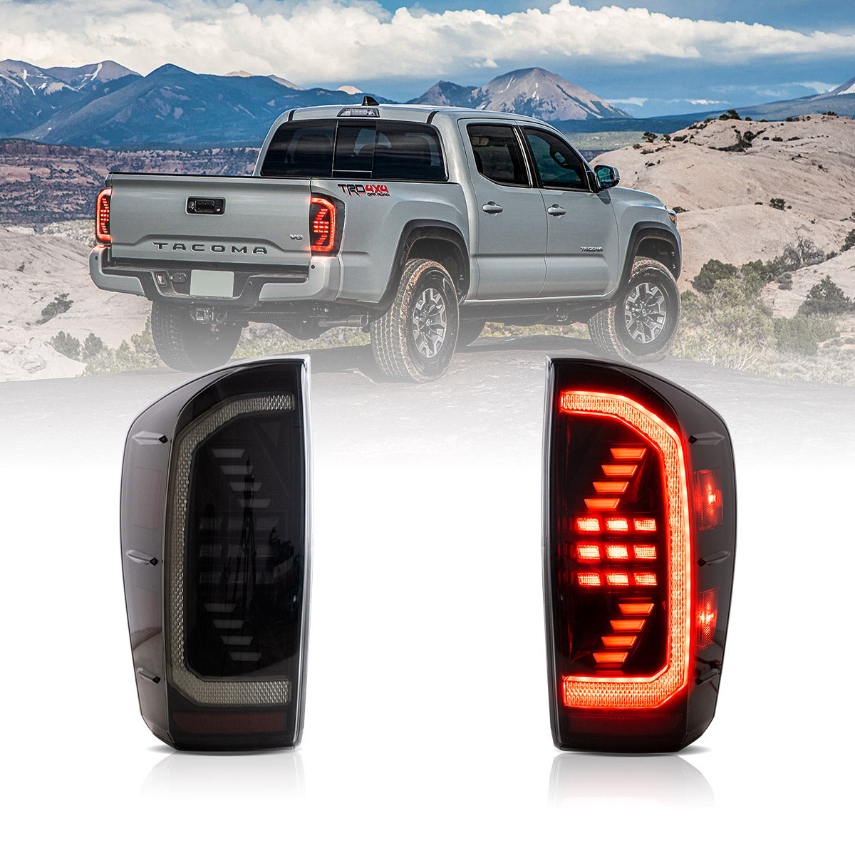VLAND UK LED Taillights for Toyota Tacoma 2016-2023 With start-up animation