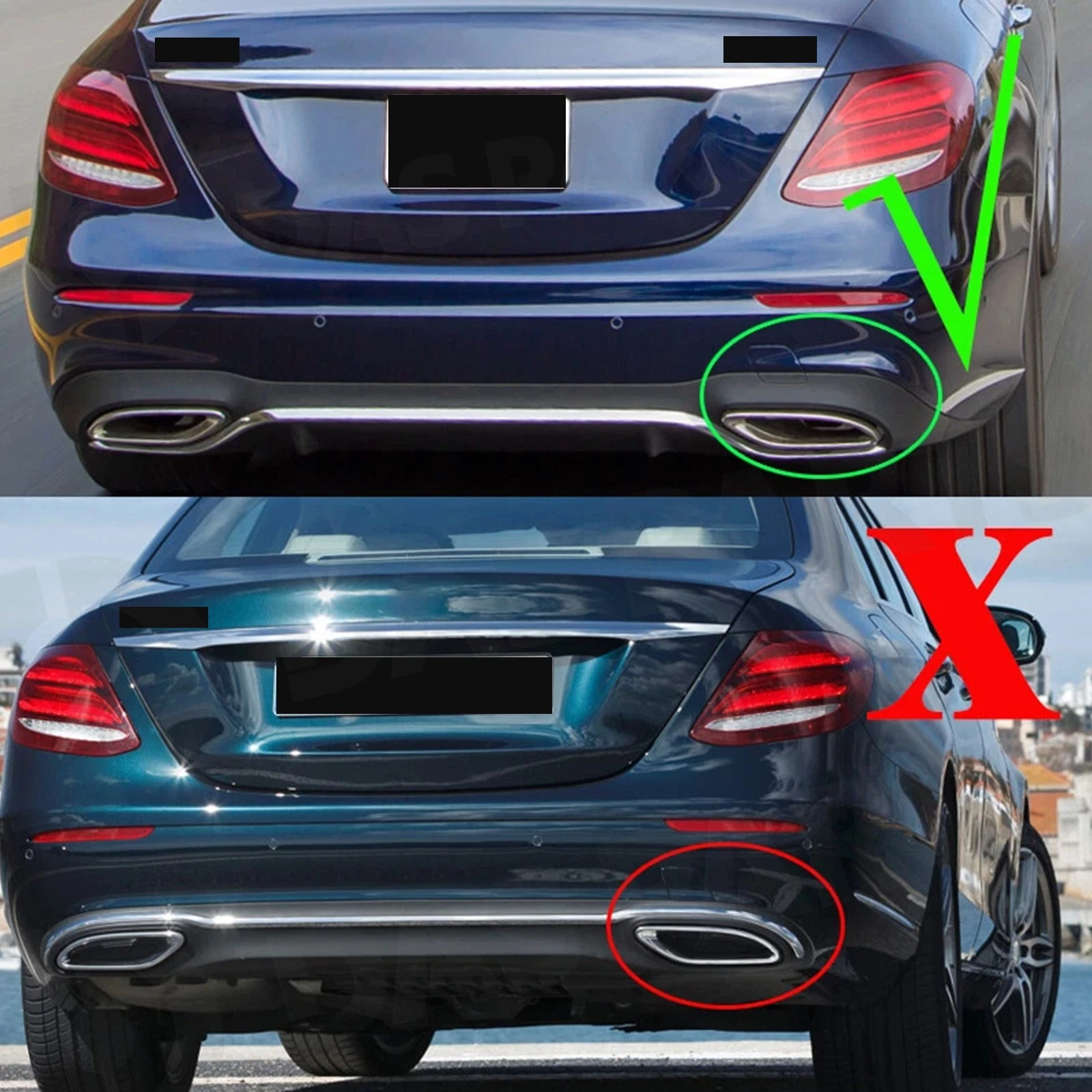 F1 Style Rear Diffuser W/LED+Exhaust Tips For Benz W213 E300 E43 E63 2016-2020