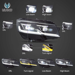 VLAND UK 2019-2024 VW Transporter T6.1 (facelift) LED Dual Beam Projector Headlights Black with E-Mark