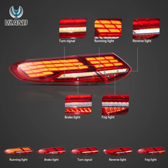 VLAND UK 16-23 Mercedes C-Class A205 C205 Full LED Tail Lights With Animation Sequential
