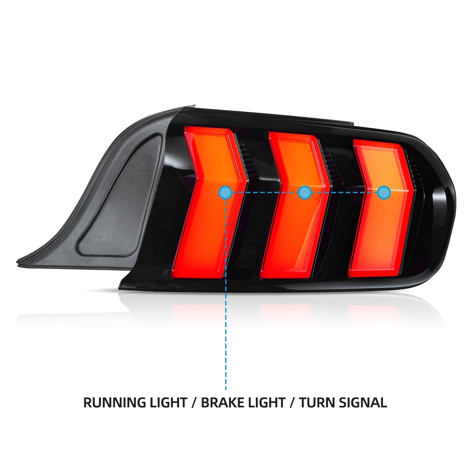 VLAND UK 2015-2023 Ford Mustang S550 with 5 Modes turn signal LED Taillights