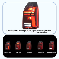 VLAND UK VW Multivan Transporter 2015-2024 T6/t6.1 FULL LED Tail Lights Sequential Only fit factory halogen