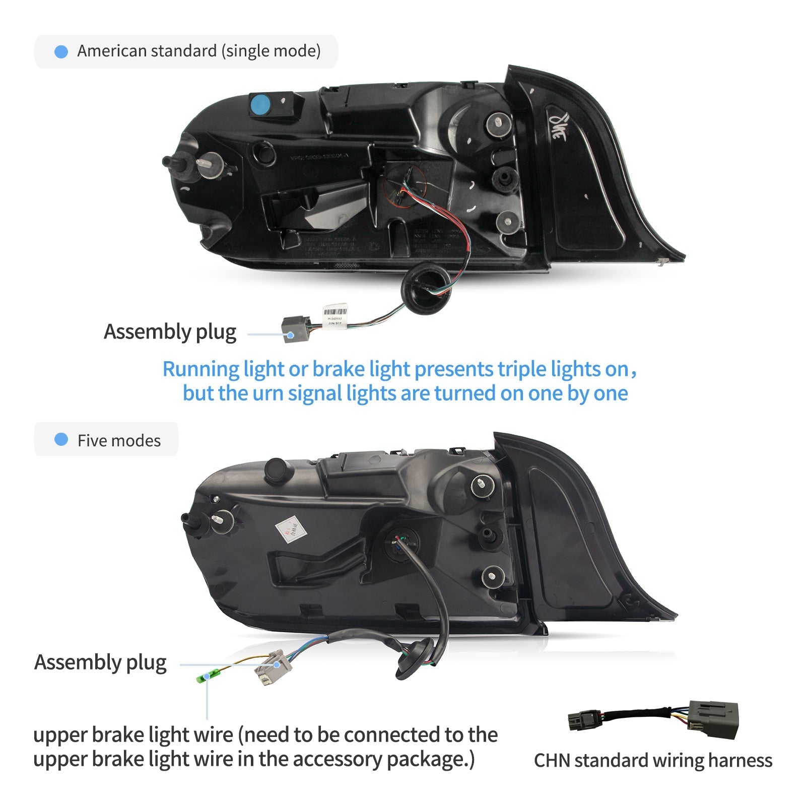 VLAND UK 2015-2023 Ford Mustang S550 with 5 Modes turn signal LED Taillights