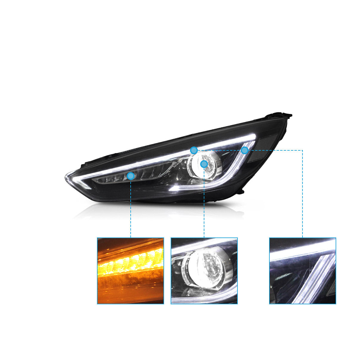 VLAND UK LED Headlights 2015-2019 Ford Focus Mk III Facelift (mk 3.5)