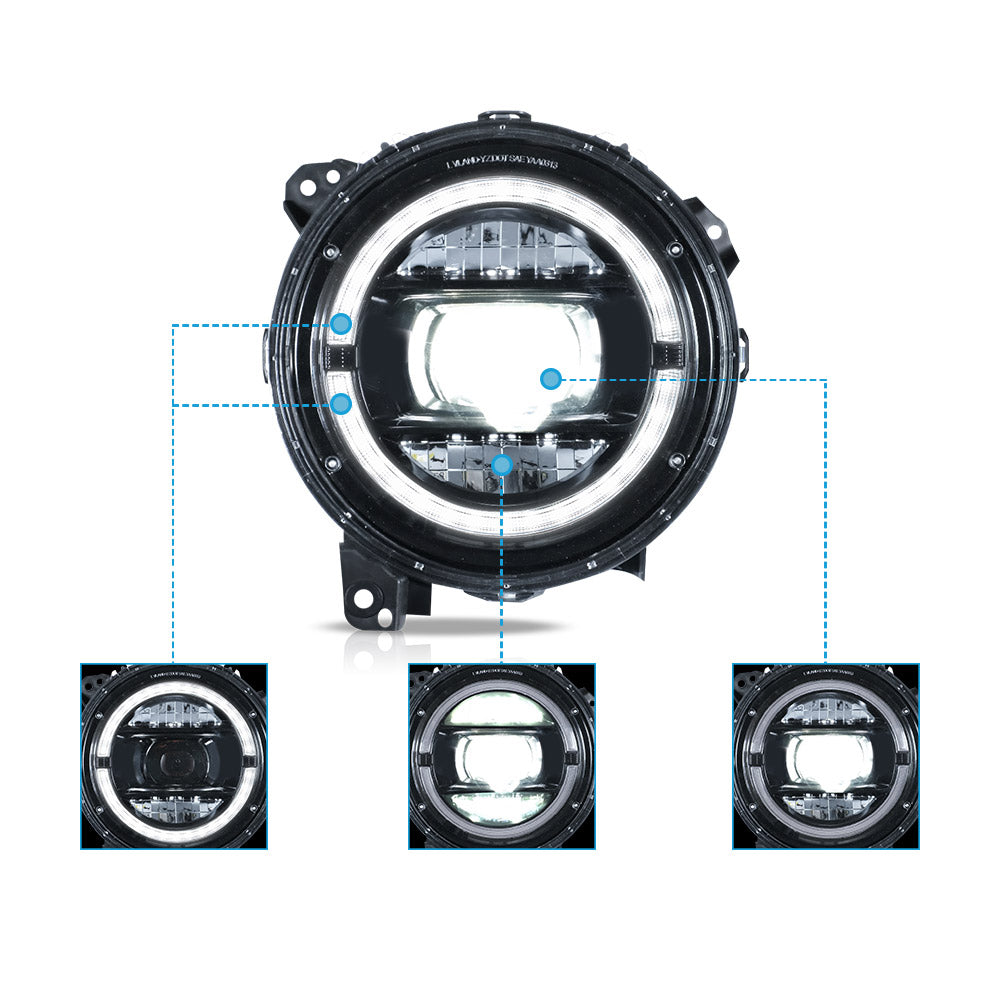 VLAND UK LED Headlights For 2018-2023 Jeep Wrangler & Gladiator JT