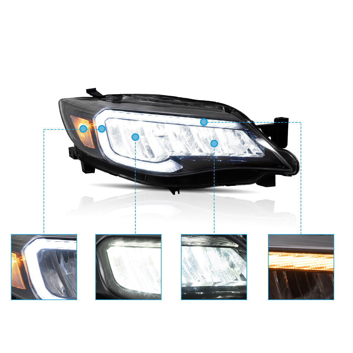VLAND UK LED Headlights For Subaru Impreza 2008-2011 & WRX 2008-2014