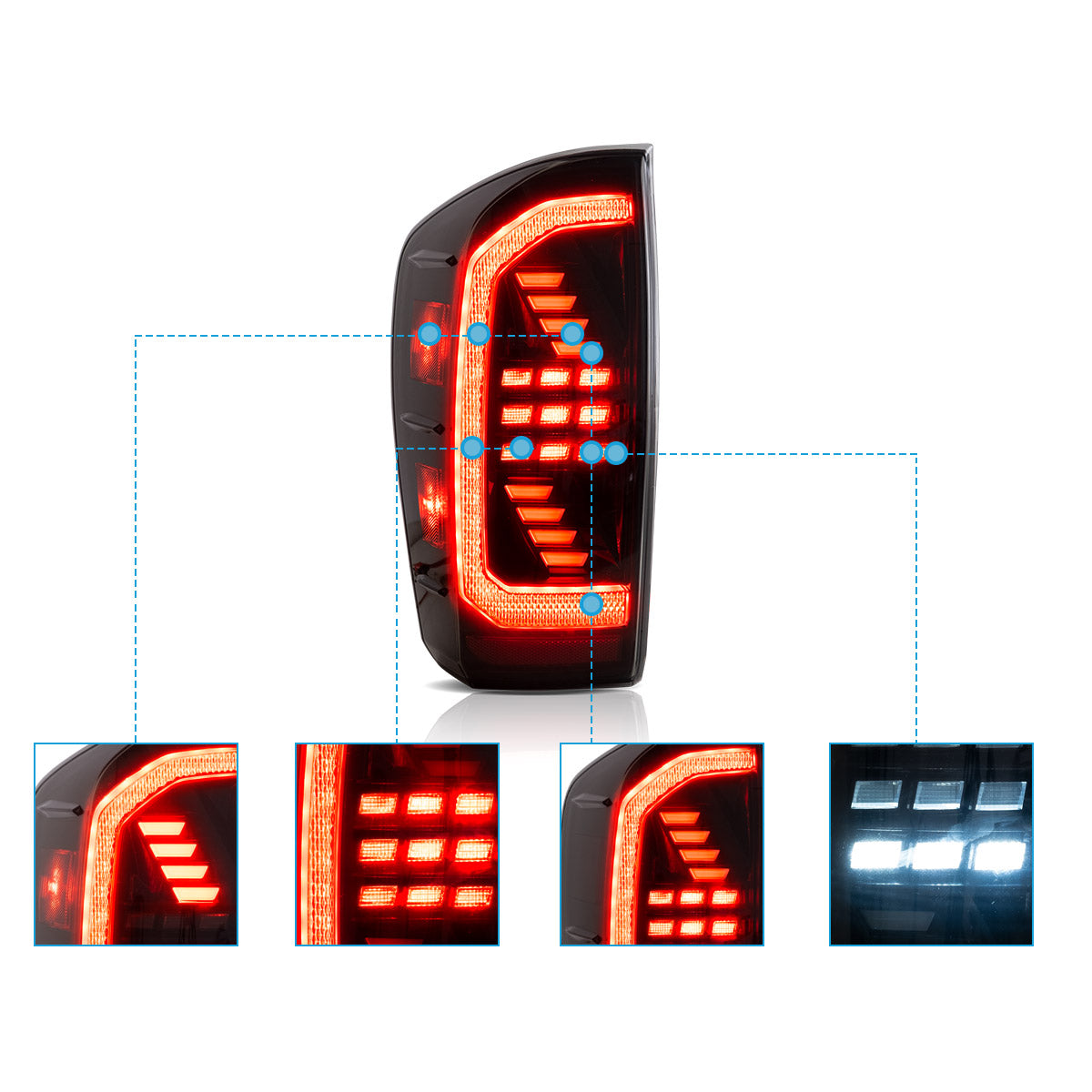 VLAND UK LED Taillights for Toyota Tacoma 2016-2023 With start-up animation