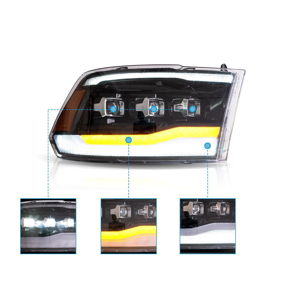 VLAND UK LED Headlights 2009-2018 Dodge RAM 1500 2500 3500 with E-Mark