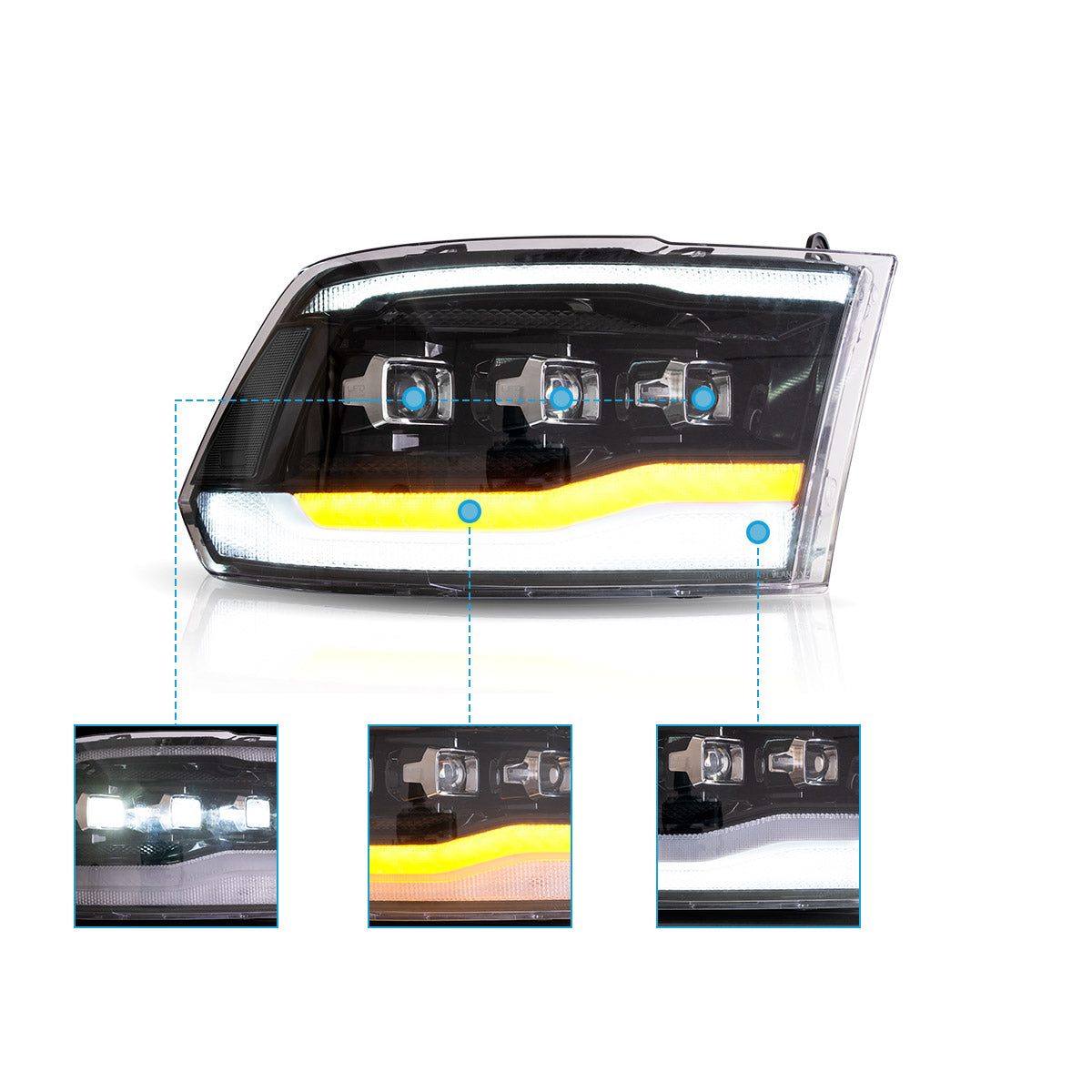 VLAND UK LED Headlights 2009-2018 Dodge RAM 1500 2500 3500 with E-Mark