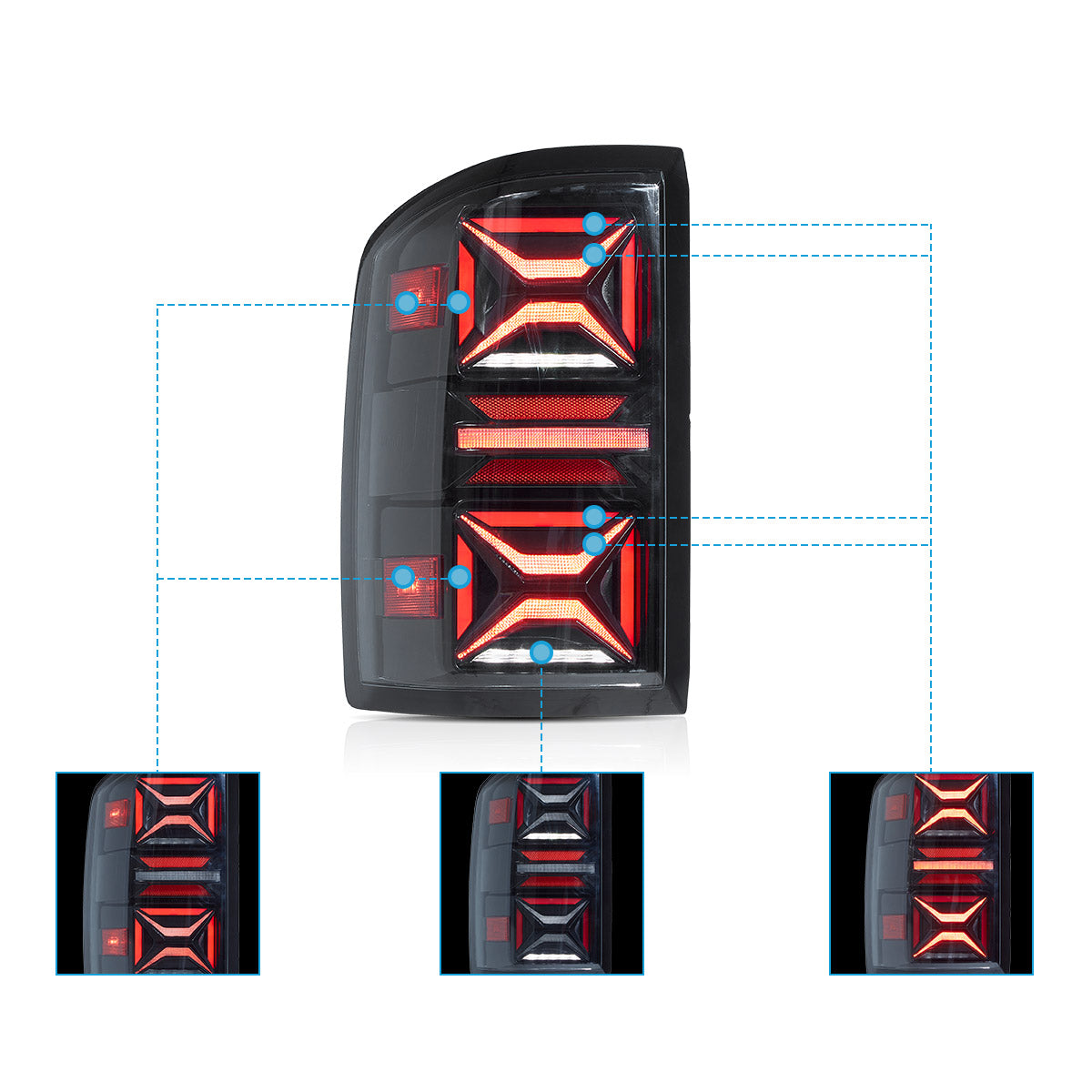 VLAND UK LED Tail lights 2007-2013 Chevrolet Silverado 1500 2500HD 3500HD