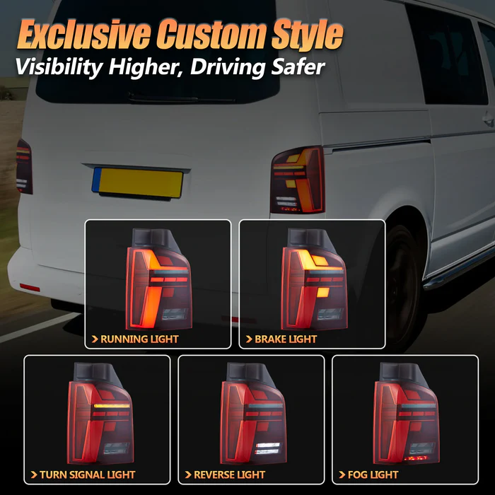 VLAND UK LED Taillights For 2010-2014 Volkswagen Multivan T5 Transporter Caravelle