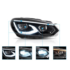 VLAND UK LED Headlights For 2009-2014 Volkswagen Golf 6 MK6 with E-Mark