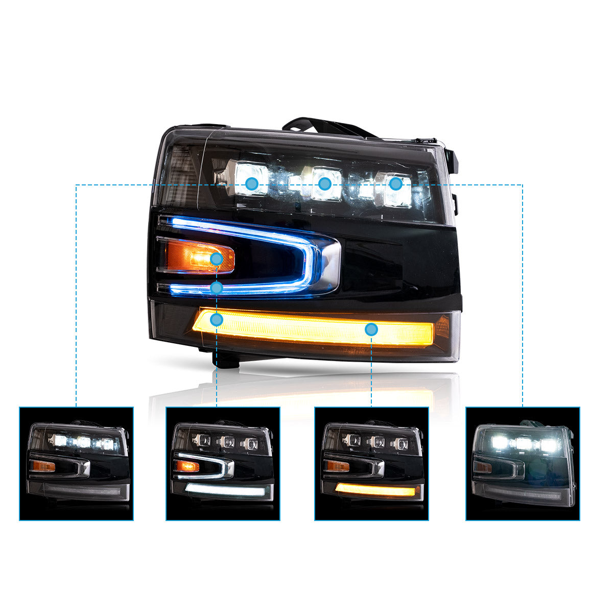 VLAND UK 2007-2013 Chevrolet Silverado 1500 2500HD 3500HD LED Headlights