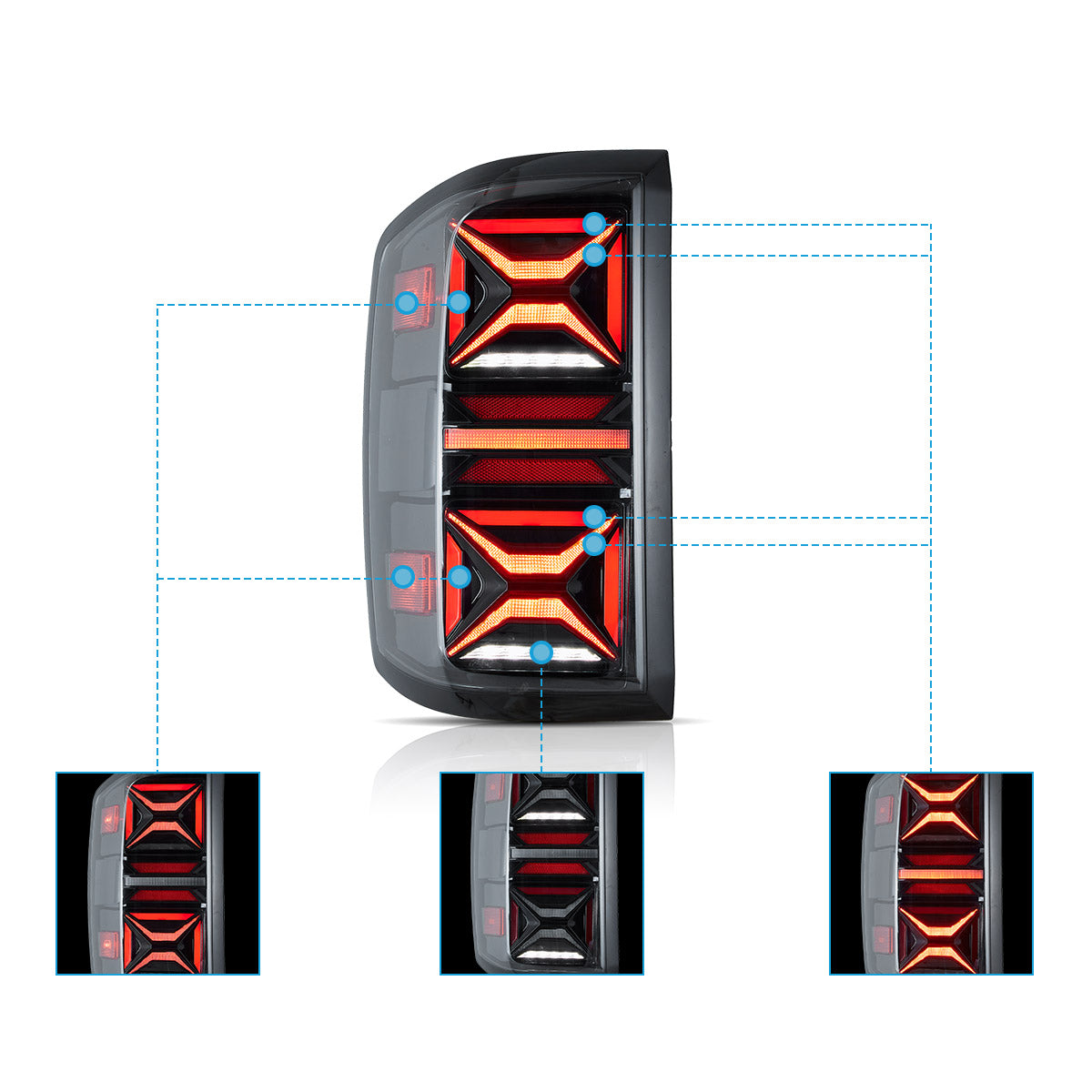 VLAND UK LED Tail lights 2014-2018 Chevrolet Silverado 1500 2500HD 3500HD