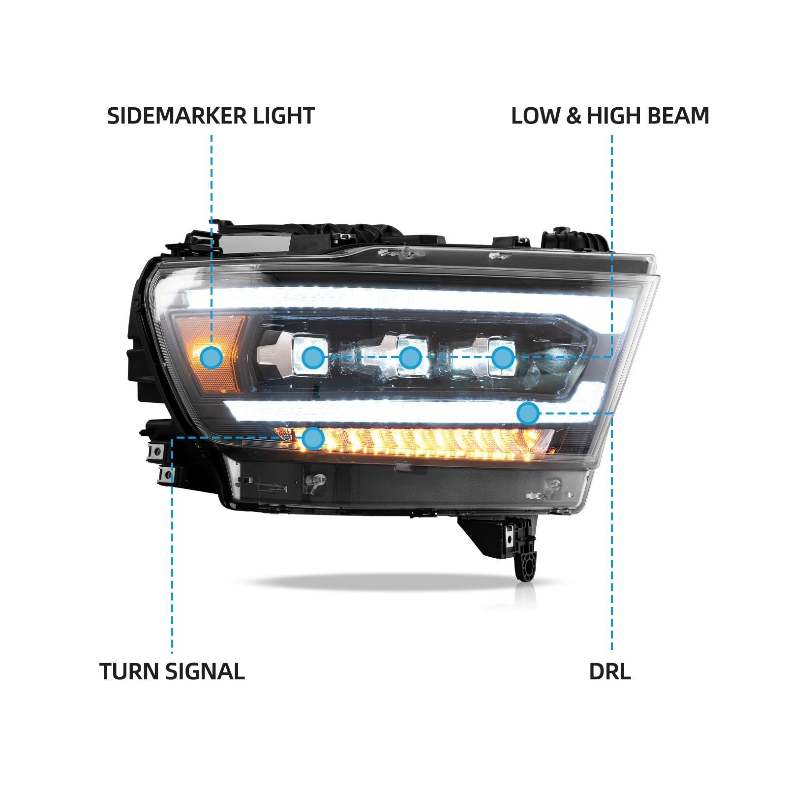 VLAND UK Dodge RAM 1500 2019-2024  LED Headlights
