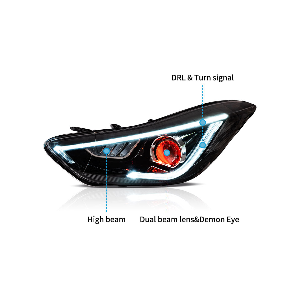 VLAND UK LED Headlights for Hyundai Elantra Sedan/Coupe 2011-2015