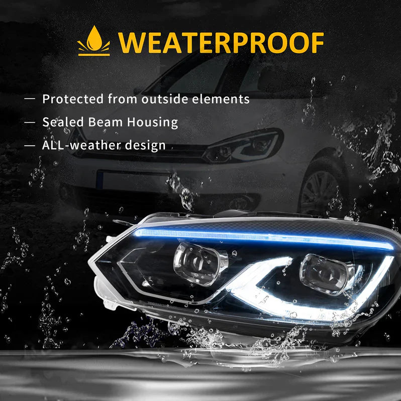 VLAND UK LED Headlights For 2009-2014 Volkswagen Golf 6 MK6 with E-Mark