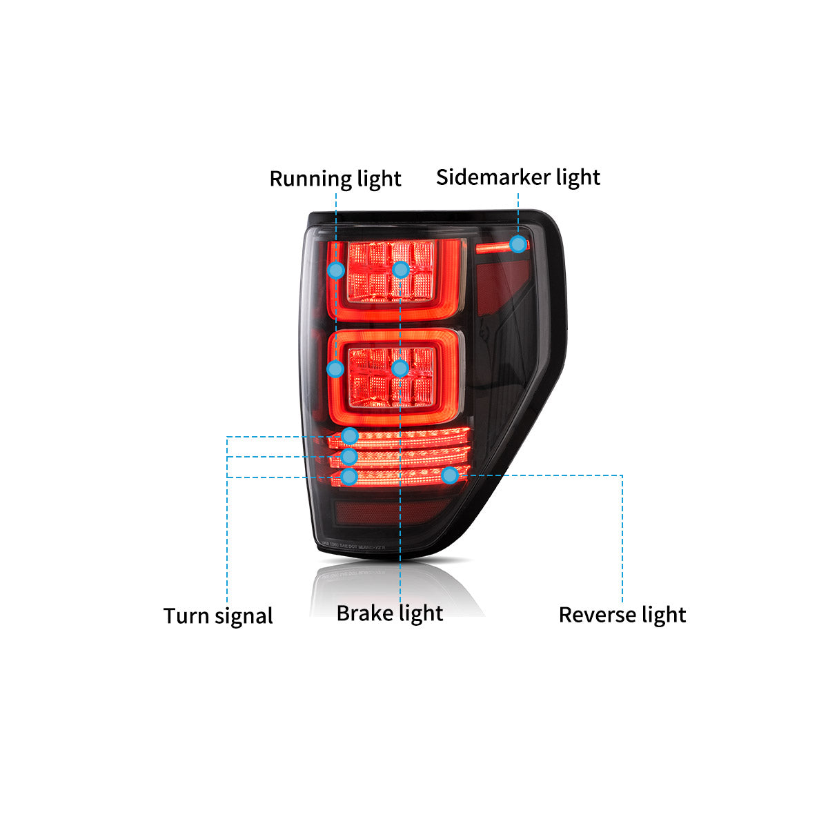 VLAND UK LED Tail Lights Ford F150 2009-2014 12th Gen