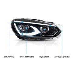 VLAND UK LED Headlights For 2009-2014 Volkswagen Golf 6 MK6 with E-Mark