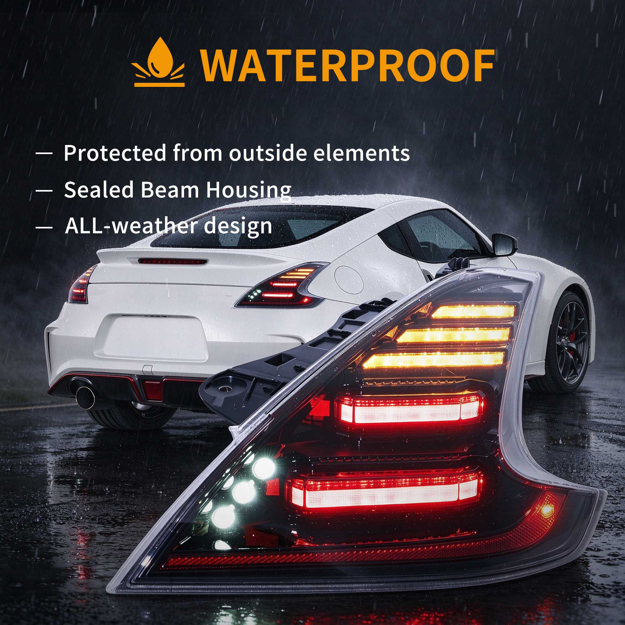 VLAND UK Smoked LED Tail Lights For NISSAN 370Z 2009-2020 w/Sequential & Animation
