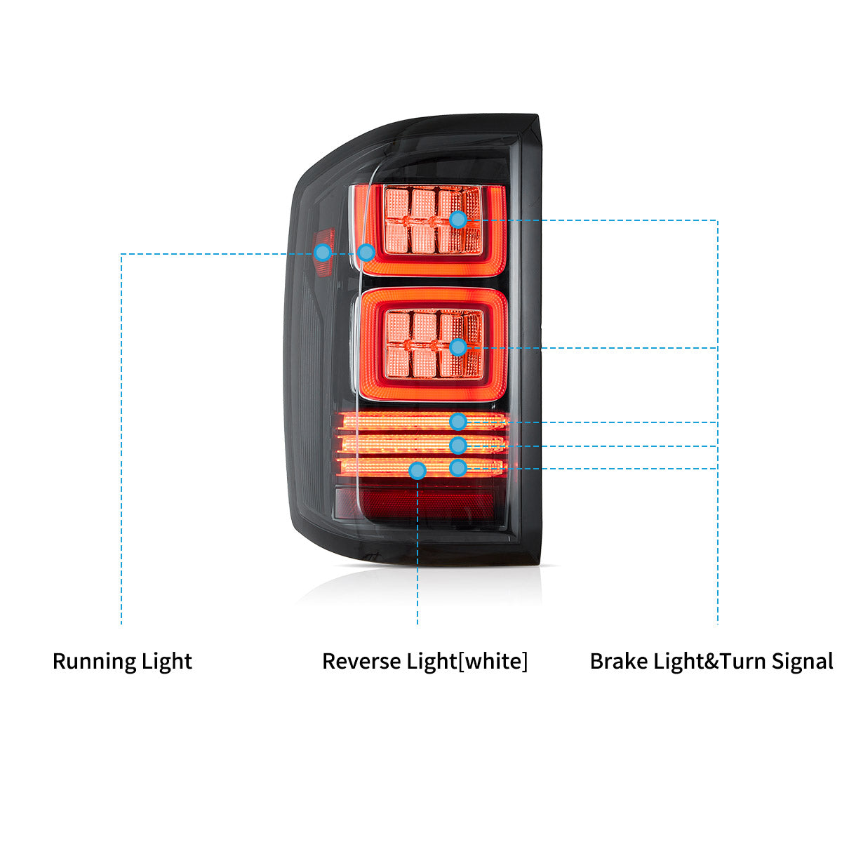 VLAND UK LED Tail lights For 2014-2018 Chevrolet Silverado 1500 2500HD 3500HD