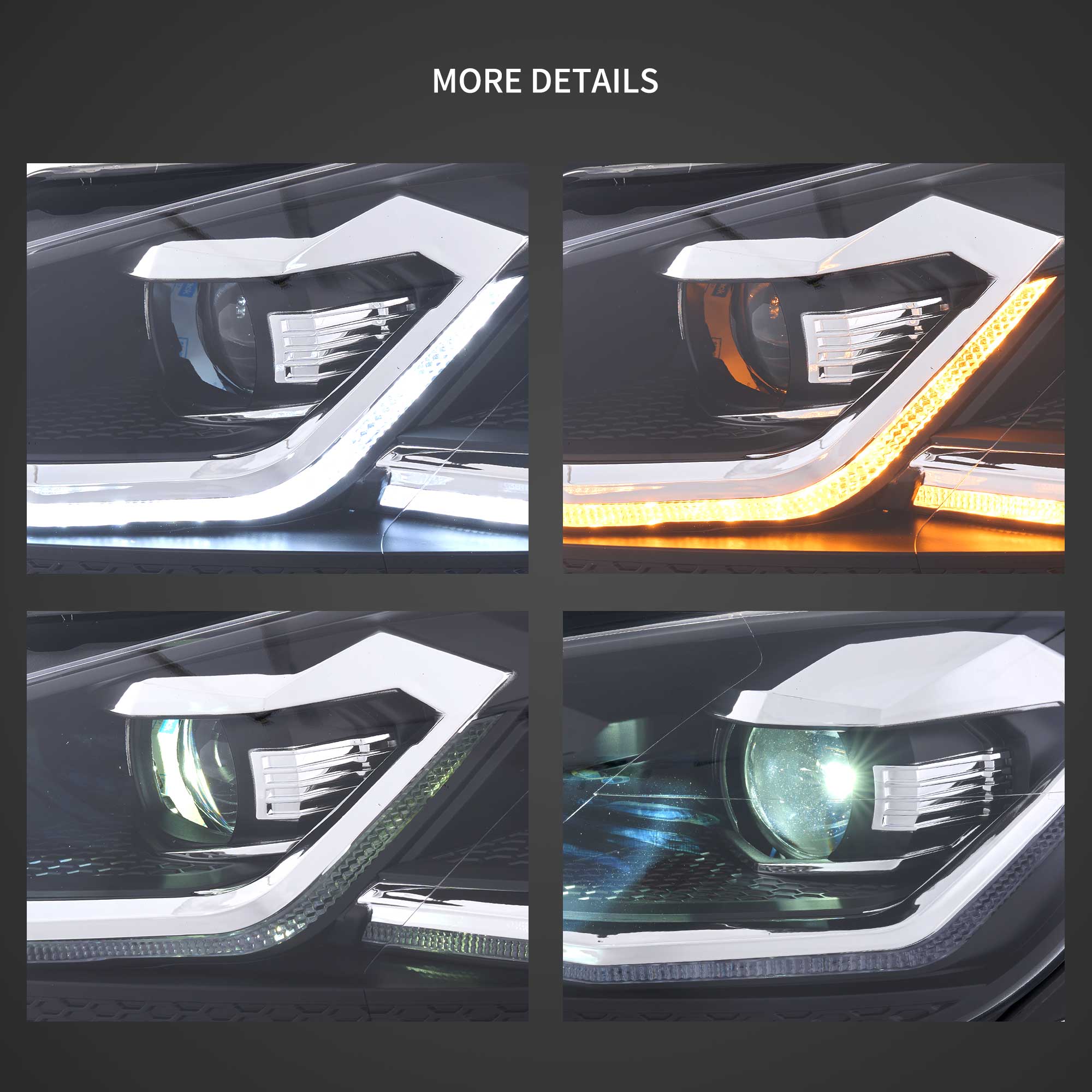 VLAND UK For Volkswagen Golf MK6(MK7.5R Style) 2009-2012 Dynamic LED Headlights W/Animation