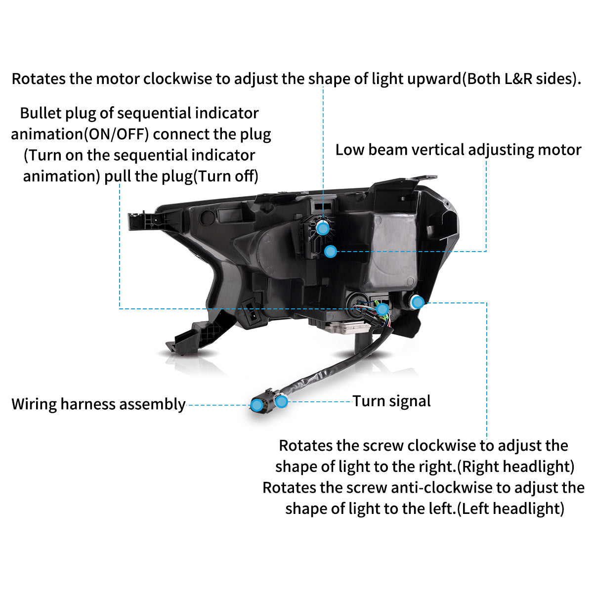 VLAND UK LED Reflection Bowl Headlights 2016-2022 PX Ford Ranger with E-Mark