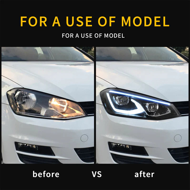 VLAND UK LED Headlights  2015-2017 Volkswagen Golf 7 / MK7 with E-Mrak