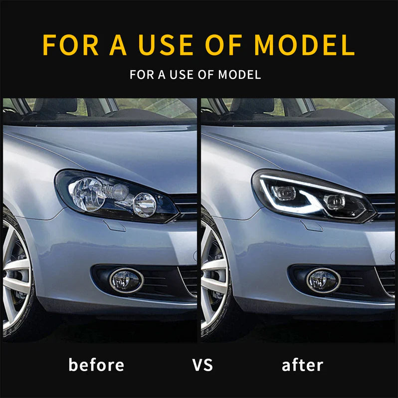VLAND UK LED Headlights For 2009-2014 Volkswagen Golf 6 MK6 with E-Mark