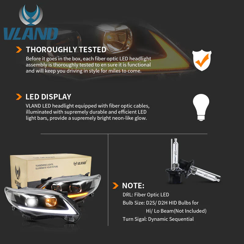 VLAND UK LED  Headlights 2011-2013 Toyota Corolla(E140/E150)