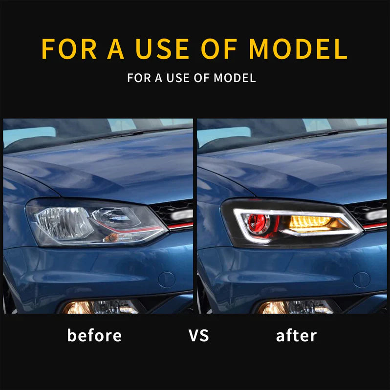 VLAND UK 2009-2017 Volkswagen Polo MK5  LED Headlights with E-Mark