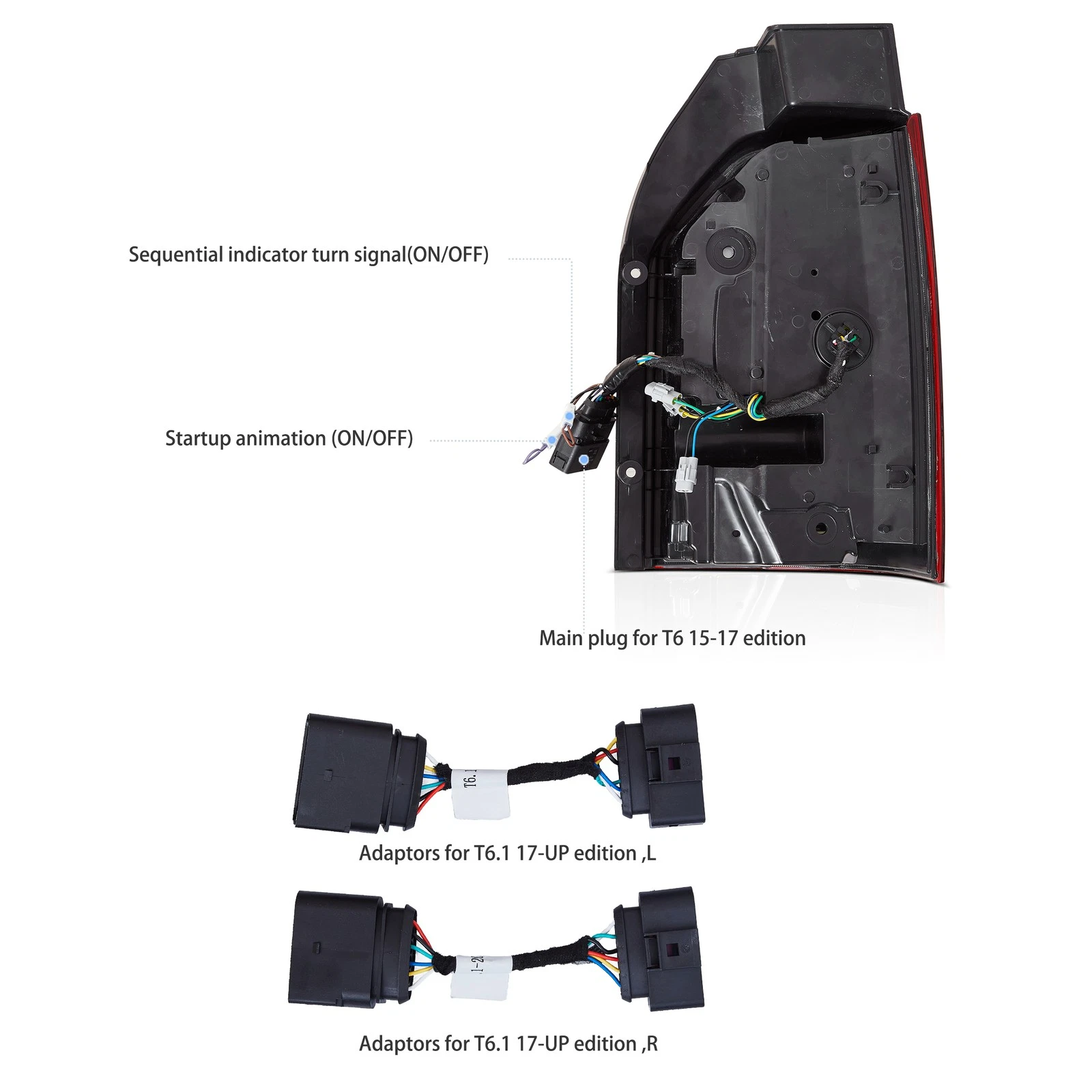 VLAND UK VW Multivan Transporter 2015-2024 T6/t6.1 FULL LED Tail Lights Sequential Only fit factory halogen