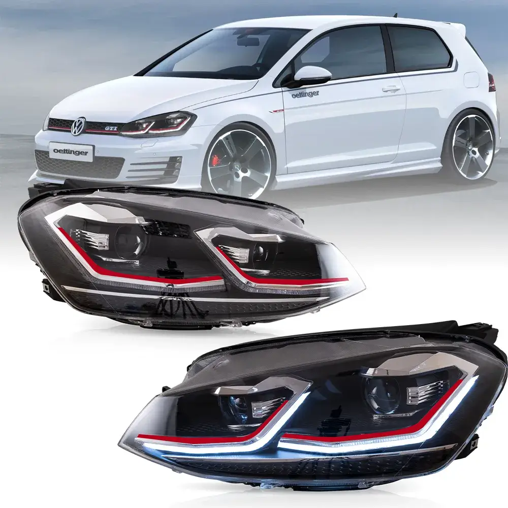 VLAND UK Full LED Headlights For Volkswagen 2015-2017 Golf MK7 Halogen Models (Europe is 2013-2016) with E-Mark