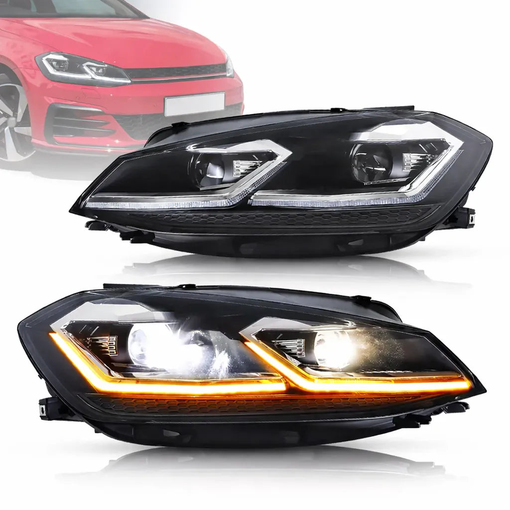 VLAND Headlights For 2018-2021 Golf MK7.5 Halogen Models with E-Mark