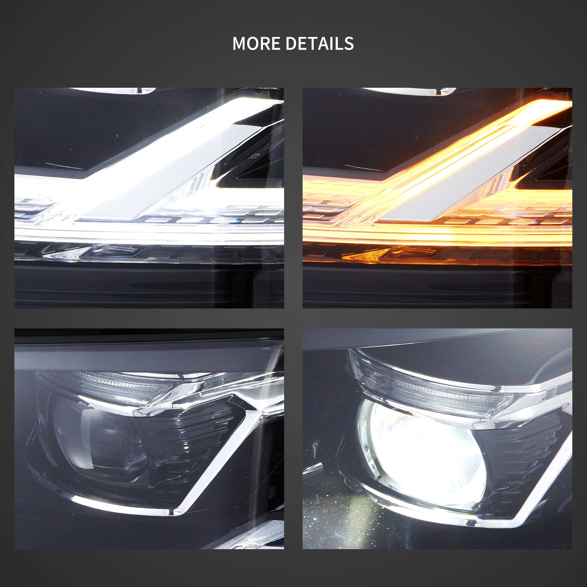 VLAND UK 2015-2019 VW Transporter T6 LED Dual Beam Projector Headlights Black with E-Mark