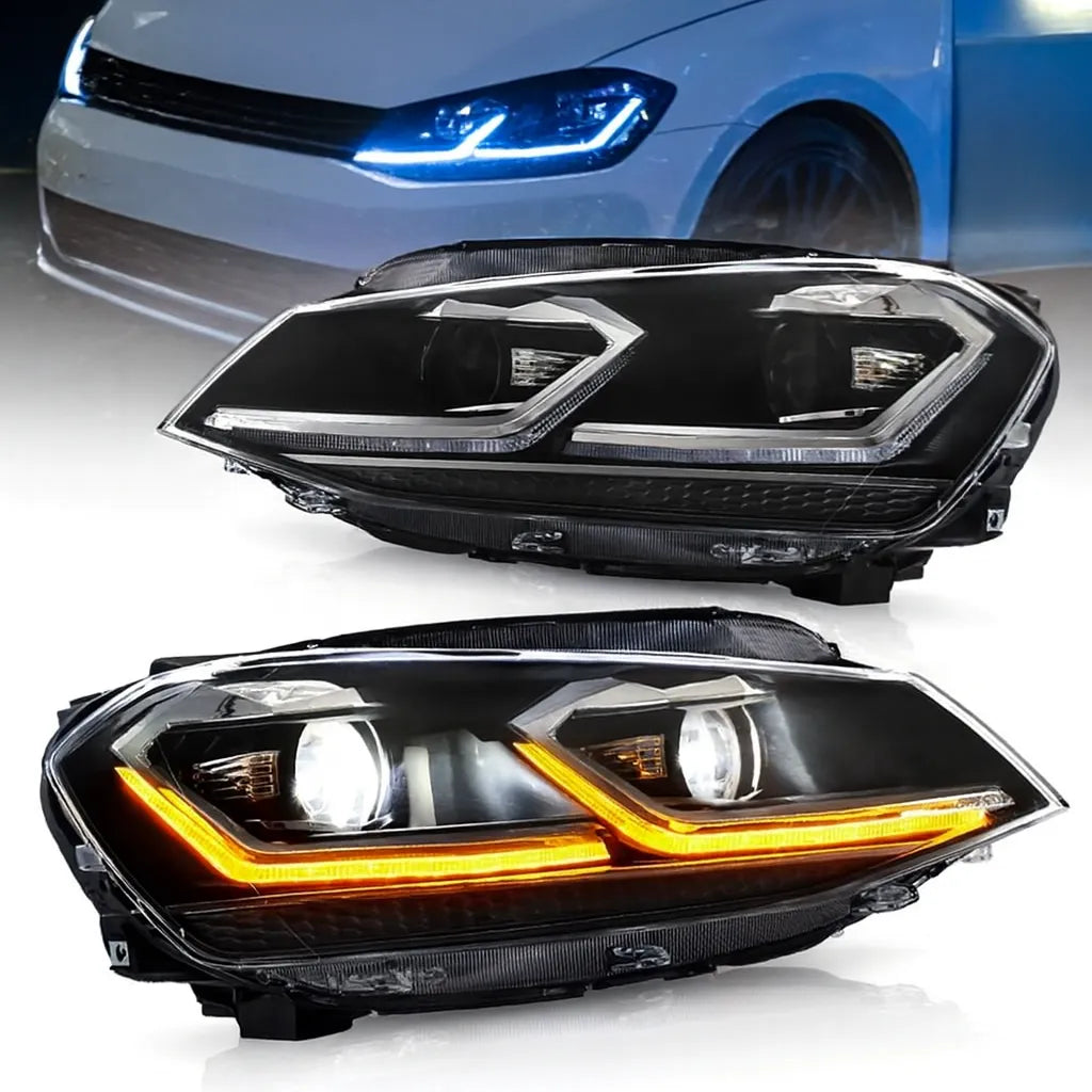 VLAND UK 15-17 Volkswagen Golf 7th Gen (Mk7,Typ 5G) Vland Projector Headlights Black with E-Mark