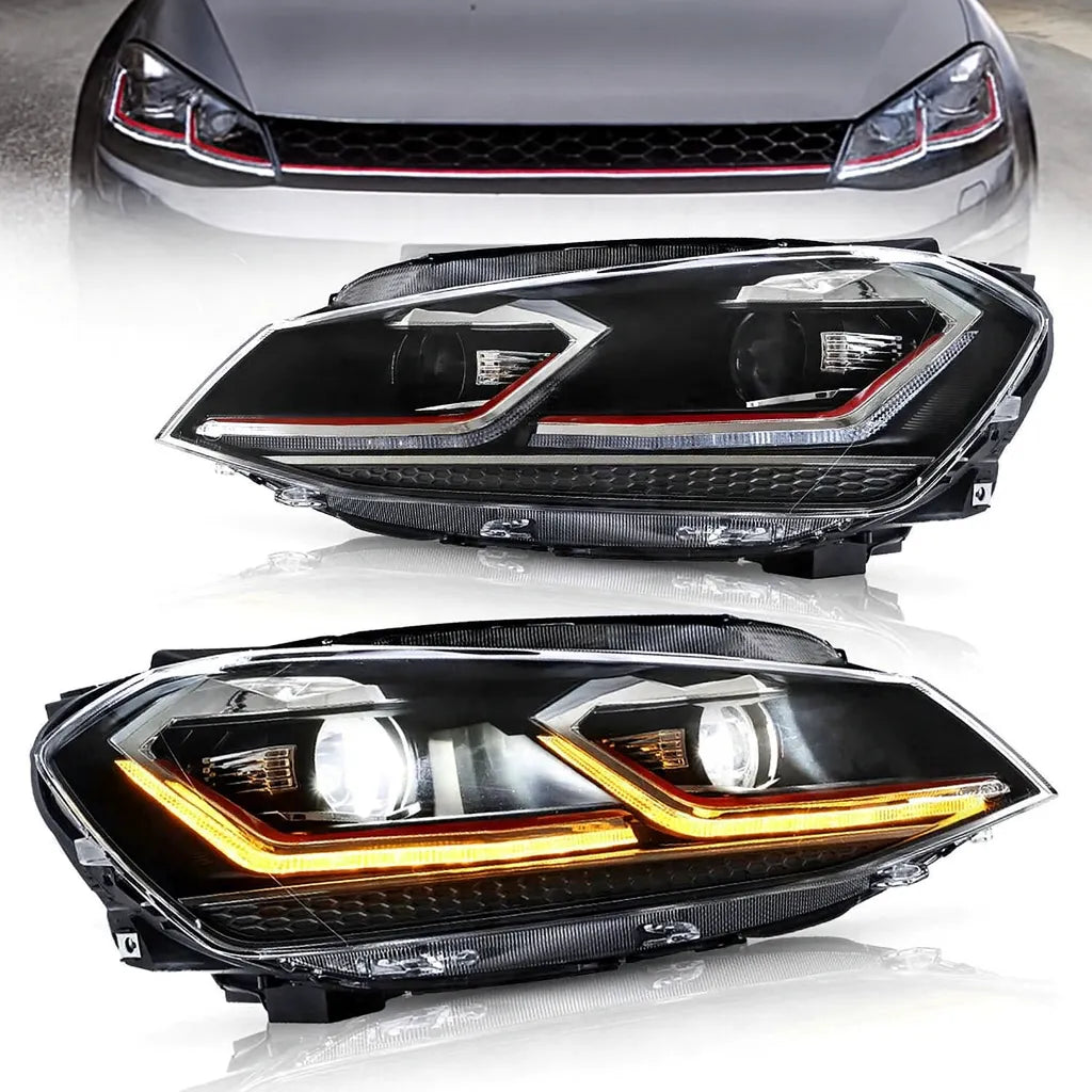 VLAND UK 15-17 Volkswagen Golf 7th Gen (Mk7,Typ 5G) Vland Projector Headlights Black with E-Mark
