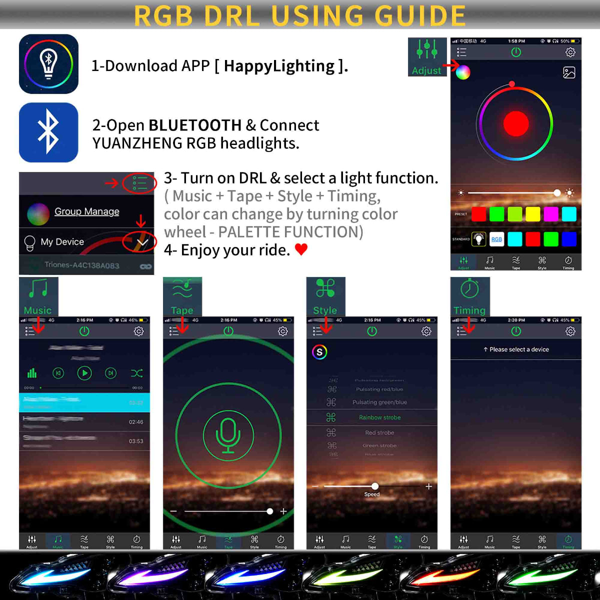 VLAND UK 2012-2020 Toyota 86 GT86 & Scion Frs & Subaru Brz  RGB LED Headlights