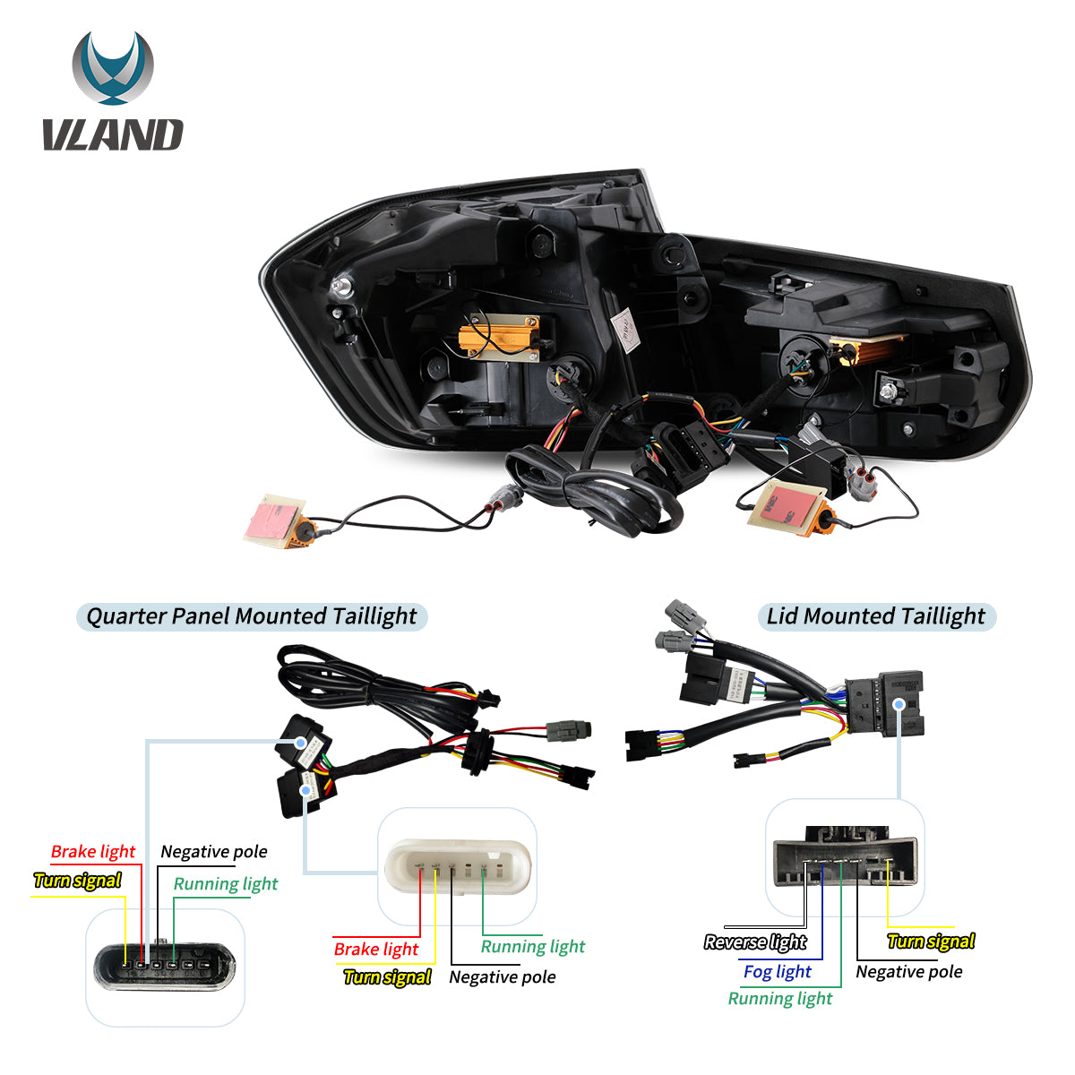 Vland UK 12-19 BMW 3 Series (F30 F80) Tail Lights With LED GTS Style with E-Mark