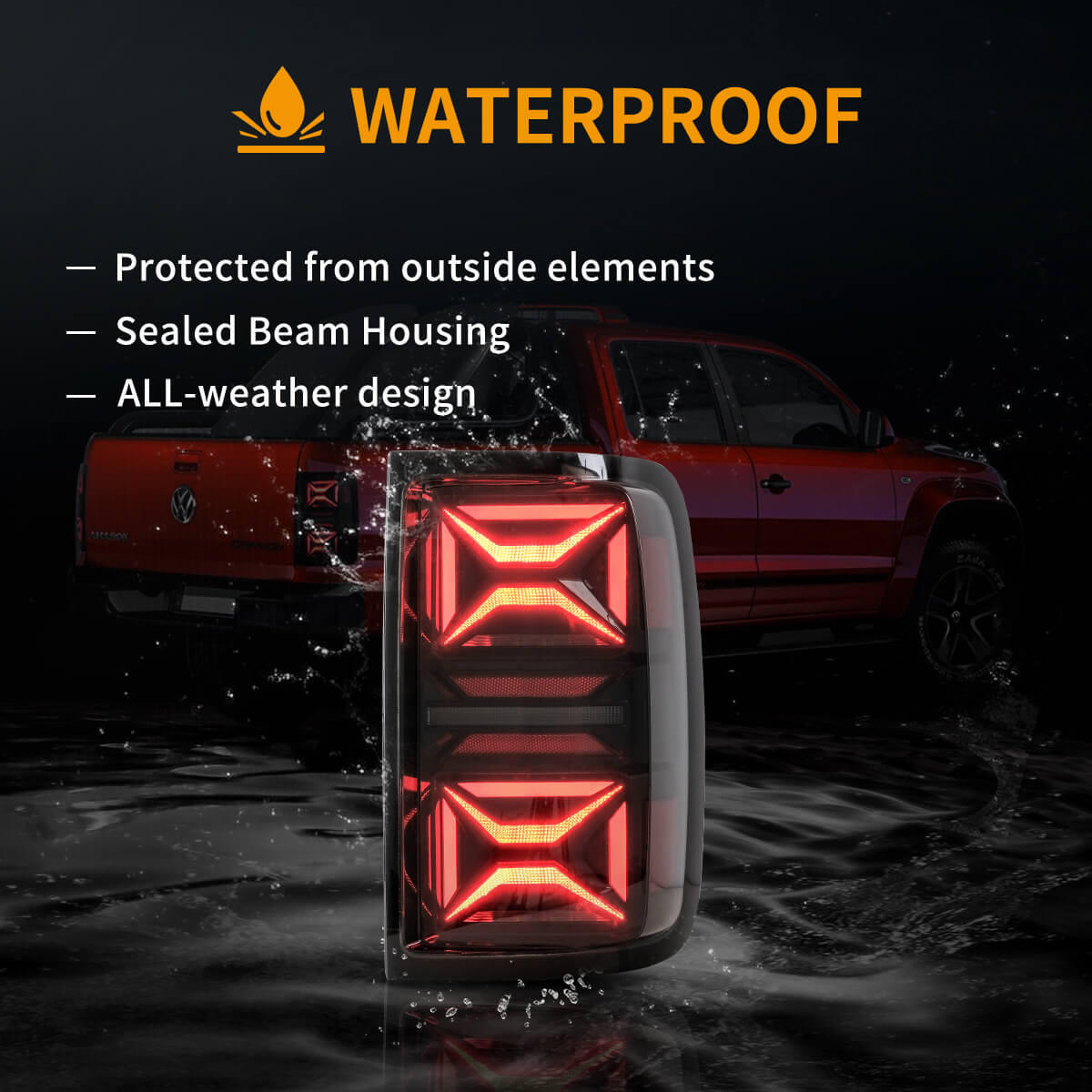 VLAND UK 10-22 Volkswagen Amarok LED Tail Lights With Dynamic Welcome Lighting