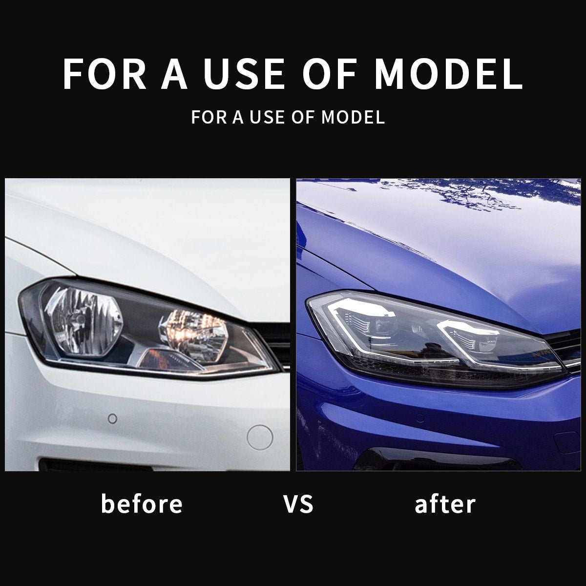 VLAND Headlights For 2018-2021 Golf MK7.5 Halogen Models with E-Mark