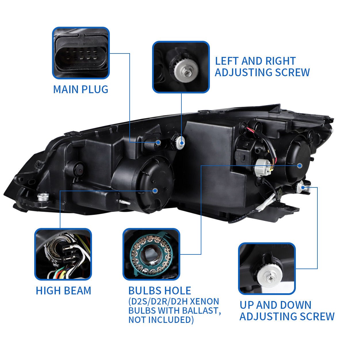 VLAND Headlights For 2018-2021 Golf MK7.5 Halogen Models with E-Mark